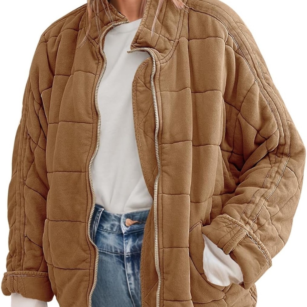 Amazon Women's Brown Quilted Dolman Puffer Jacket warm outer warm